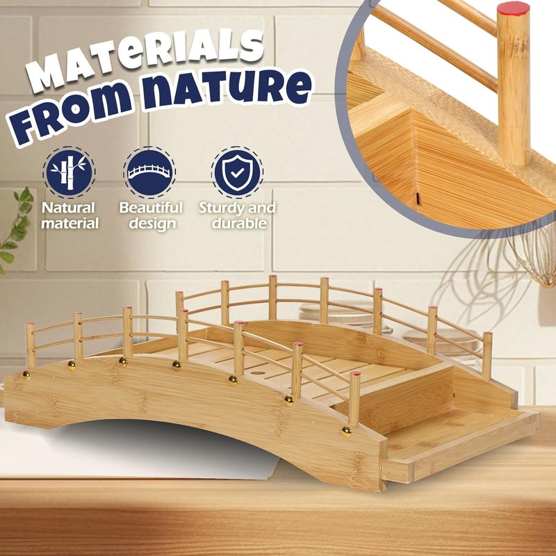 LEQC Wooden Sushi Boat Bridge – Large Sushi Serving Tray for Japanese Food Display, Sushi Platter, Sushi Train Dining, Party Serving Board, Restaurant & Home Kitchen Decoration(17.2X8.4X5.2in) - Image 3